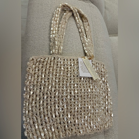 Cream Crochet Shoulder Bag with Braided Straps - Picture 2 of 2